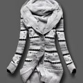 Miniatyrbillede 2 af 4: Dame Vinter Tykke Hætte Cardigans Sweaters Fleece Varm Ensfarvet Løs Strikket Frakke Lange Ærmer L