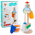 Miniatyrbilde 1 av 4: Leke-kost og mopp i tre for barn