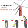 Miniatyrbillede 4 af 5: USB Genopladelig Arbejdslampe, COB Lommelygte, LED Inspektionslampe med Magnetisk Base (1 stk)
