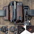 Miniatyrbild 3 av 4: Med nyckelhållare multi, läder bälteshälla midja multi tool hölster, edc multi tool bälteshölster för träning, camping, klättring, fiske, resor