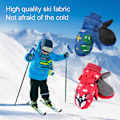 Miniatyrbild 2 av 5: Varma vintervantar för barn med sött ren- och dinosauriemotiv, perfekta för snowboardåkning utomhus Blue