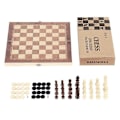 Miniatyrbild 3 av 5: 3 i 1 Stort Hopfällbart Schackbräde i Trä Spel Checkers Backgammon Draughts Leksak