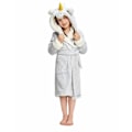 Miniatyrbillede 4 af 5: Reedca Piger Enhjørning Morgenkåbe Blød Hætte Badekåbe Nattøj Loungewear Gaver Til Piger Småbørn Børn Sherpa Grå Enhjørning 3-4 Years