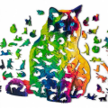 Miniatyrbild 2 av 4: 224 Bitar Regnbåge Katt Träpussel