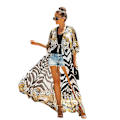Miniatyrbillede 1 af 5: Chiffon Sommer Bikini Cover Up Solcreme Leopard Mønster Lang Strand
