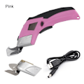 Miniatyrbilde 1 av 4: Elektrisk saks oppladbar stoff saks kutter med to blader for stoff lær teppe Pink