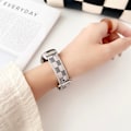Miniatyrbilde 3 av 5: Erstatningsrem for Xiaomi Smart Band 8 Ekte Skinn Rutemønster Klokkereim Pink