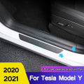Miniatyrbild 1 av 5: 6 st/set för Tesla Model Y 2020 2021 dörrtröskel läder skyddande pedal anti-sparkskydd dold skyddsdyna 6pcs lychee pattern