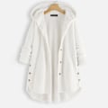 Miniatyrbillede 4 af 4: Dame Åben Front Hættetrøjer Langærmet Fleece Cardigans Moderigtigt Løst Varmt Overtøj Til Vinter Ny Apricot 4XL