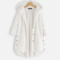 Miniatyrbillede 4 af 4: Dame Åben Front Hættetrøjer Langærmet Fleece Cardigans Moderigtigt Løst Varmt Overtøj Til Vinter Ny Apricot S