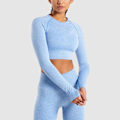 Miniatyrbilde 6 av 11: Yoga Sett Treningsklær Fitness Leggings+Shorts Sportsdrakt Dame blå grå L blue gray