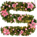 Miniatyrbillede 2 af 2: Juleguirlande med lys til julebryllupsfestdekoration pink with LED