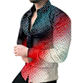 Miniatyrbillede 4 af 4: Herre Casual Tonal Langærmet Trykt Tynd Skjorte Mode Casual Farvekontrast Gradient T-shirt C L