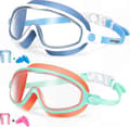 Simglasögon för barn 2-pack - UV-skydd, imfria, brett synfält för åldrarna 3-14 Blue White & Orange Green