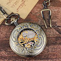 Miniatyrbillede 2 af 4: Steampunk Retro Hul Gearbevægelse Mekanisk Lommeur Skelet Håndoptræk FOB Ure