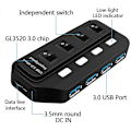 Miniatyrbild 4 av 5: USB Hub 3.0 med 4 portar Supersnabb Datahubb