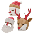 Pikkukuva 2 / 3: Jouluinen paperimalli naamio, 3D paperiaskartelu tee-se-itse käsintehty type1