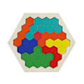 Miniatyrbillede 1 af 4: Træ Hexagon Puslespil Form Blok Tangram Hjernevrider Legetøj Geometri Logik Iq Spil Color honeycomb