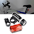 Miniatyrbillede 2 af 5: Multifunktionel 5 LED Lampe Cykel Forlygte Baglygte Vandtæt Sikkerhedslygte Sæt Silver