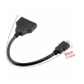 Pikkukuva 4 / 5: Hdmi-yhteensopiva 2 Dual Port Y-jakaja 1080p Hdmi-yhteensopiva V1.4 Uros-kaksoisnaarasadapterikaapeli 1 sisään 2 ulos