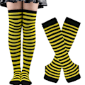 Pikkukuva 1 / 5: 1/2/3/5 Polvikorkeat sukat paksuille reisille, helpot pukea ja tekevät keltaisen ja mustan 1Set yellow and black