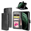 Miniatyrbillede 2 af 7: Wallet Case til iPhone 12 i Læder - 3 kort + ID - ALLE FARVER sort
