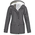 Miniatyrbillede 2 af 4: Dame Efterår Og Vinter Plus Fleece Jakke Udendørs Bjergbestigningstøj Hættejakke Lynlås Og Gray 4XL