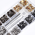 Miniatyrbilde 4 av 5: 120 Sett Trykknapper Sett 6 Farger Metall Trykknapper Knapp Press Studs