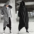 Pikkukuva 1 / 4: Unisex pitkähihainen hupullinen Nazgul-pitkä takki vetoketjulla, fleecevuorattu pitkä huppari Gray 4XL