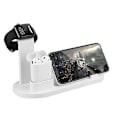 Miniatyrbillede 1 af 4: 6 i 1 desktop Qi trådløs telefonoplader earbuds oplader ur oplader telefonholder white