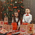 Miniatyrbilde 5 av 5: Julegavepose, 12 stk Kraftpapirposer med Håndtak, Store Julepapirposer, 3 Forskjellige Størrelser Gaveposer Godteposer Bursdag til Jul