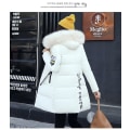 Miniatyrbillede 1 af 2: Dame Pufferjakke Vinter Lang Frakke Almindelig Pasform Varm Basic Casual Jakke White 3XL