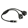 Miniatyrbillede 3 af 5: 1 Han Til 2 Hun RJ45 Ethernet Netværk LAN Forlænger Splitter