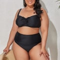 Miniatyrbild 1 av 5: Bikini för damer i oversize-modell, 2-delad, hög skärning, hög midja, justerbara axelband Black 2XL