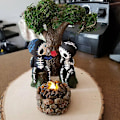 Miniatyrbillede 3 af 4: 2 stk. Sukkerkranie Par Figur Resin Statue Kompatibel med Boligindretning Indendørs Bordpynt Parent And Kid