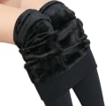 Miniatyrbild 1 av 4: Fleecefodrade Leggings för Kvinnor, Hel Längd, Hög Midja, Tummy Control, Solid Färg Black