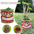Miniatyrbillede 2 af 3: Tiki Plantepotte Sukkulent Totem Pottepynt Resin Håndværk Blomsterpotter Have Dekorationer Multicolour