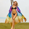 Miniatyrbild 5 av 5: Chiffong Dam Kaftan Strandkläder Regnbågsfärg Solskydd Bikini Överdrag