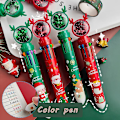 Miniatyrbild 1 av 4: Flerfärgad Kulspetspenna Jul-Tema Tryckt 10 Färger Söta Tecknade Infällbara Kulspetspennor Skola 32 Color Consumables Package