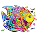 Miniatyrbillede 1 af 5: Unik Form Træpuslespil Jigsaw DIY Hjernetræning Pædagogisk Legetøj Gold Fish A5