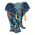 Miniatyrbillede 1 af 5: Unik Form Træpuslespil Jigsaw DIY Hjernetræning Pædagogisk Legetøj Blue Elephant A4