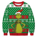 Miniatyrbillede 1 af 4: Langærmet Grinch pullover til mænd og kvinder, grim juletrøje S