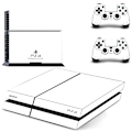 Pikkukuva 3 / 4: Puhtaan valkoinen PS4-pelikonsolin ja -ohjaimen suojatarra, täysi peittävä etulevy, yhteensopiva PlayStation 4 Dualshock 4 PS4 -suojatarran kanssa Qptm0417
