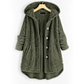 Miniatyrbillede 1 af 4: Dame Åben Front Hættetrøjer Langærmet Fleece Cardigans Moderigtigt Løst Varmt Overtøj Til Vinter Ny Army Green 2XL