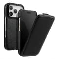 MELKCO Vertikalt flippdeksel i ekte kuskinn + PC til iPhone 17 Pro Max (MagSafe-kompatibelt) Black