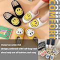 Miniatyrbild 3 av 5: Smiley tofflor, retro mjuka plysch lätta tofflor slip-on mysiga inomhus utomhus tofflor Blue 8 wide