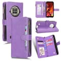 Læder telefoncover med lynlås og litchi-tekstur til Doogee S96 Pro Purple