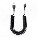 Miniatyrbillede 1 af 5: USB A til USB C opladerkabel, Type C ledning til telefon, holdbart strækbart erstatningskabel 1.4m black