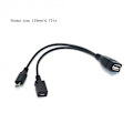 Miniatyrbilde 4 av 5: 1 I 2 Otg Micro Usb Host Strøm Y Splitter Usb Adapter Til Mirco 5 Pin Hann Hunn Kabel Slitesterk Micro Usb Otg Kabel