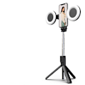 Miniatyrbild 2 av 2: Bluetooth Selfie Stick LED Ring Light Utdragbart Handhållet Live Stativ black